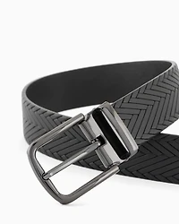 Emporio Armani - Leather belt with braided print, Man, Black, Size: TU