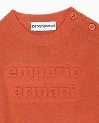 Emporio Armani - Virgin wool-blend jumper with an embossed logo, Boy, Orange, Size:
