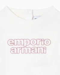 Emporio Armani - ASV jersey jumper with a glitter logo print, Girl, White, Size: