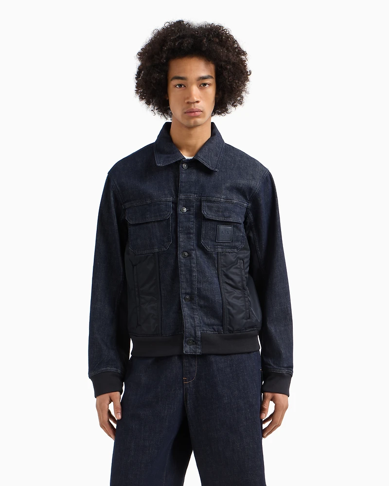 Armani Exchange - Stretch cotton denim jacket, Man, Blue, Size: