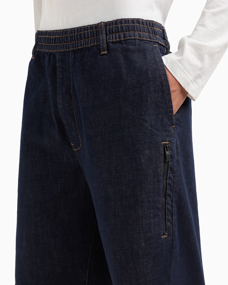 Stretch denim Bermuda shorts