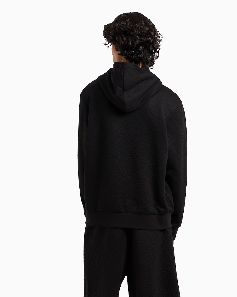 Tonal Embossed Hoodie Sweatshirt