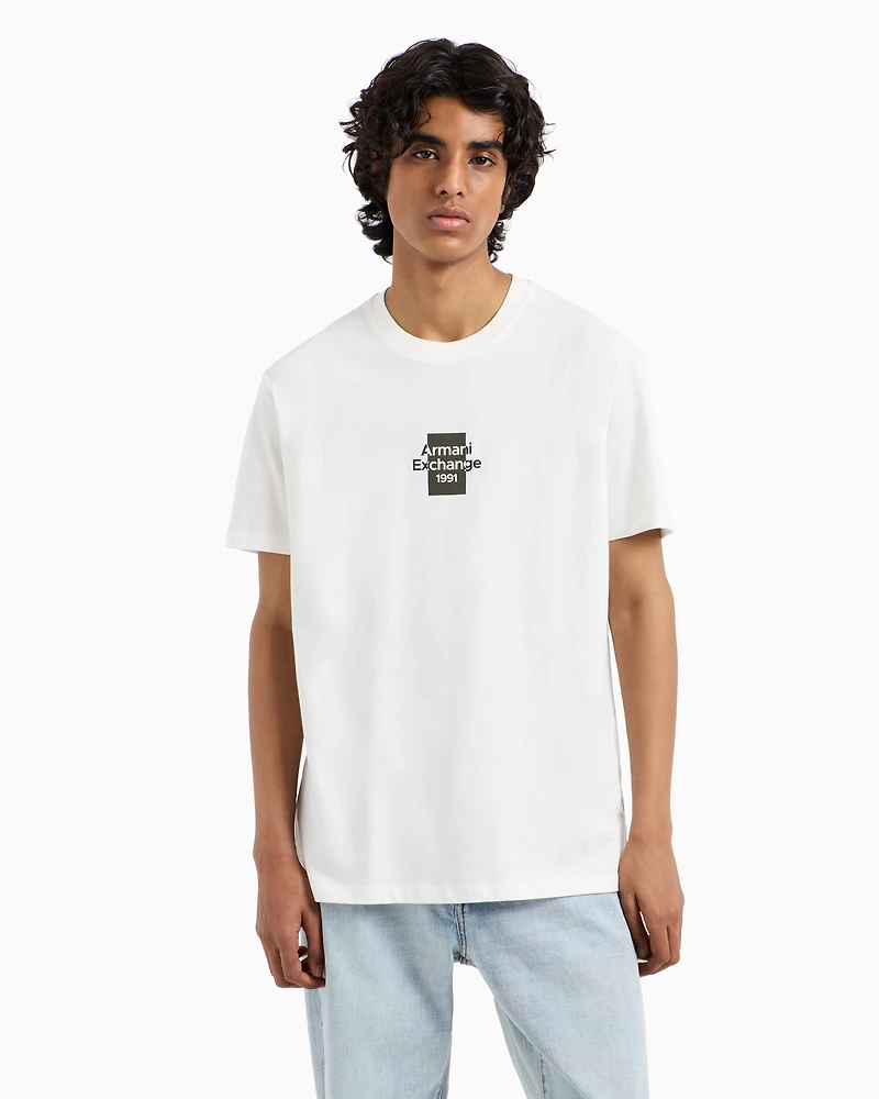 Armani Exchange - Regular fit cotton T-shirt with logo, Man, White, Size: