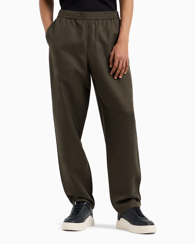 Linen and lyocell chino trousers