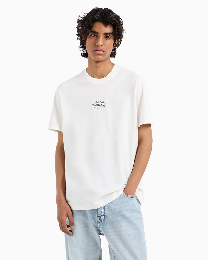 Armani Exchange - Regular fit cotton T-shirt with logo, Man, White, Size: