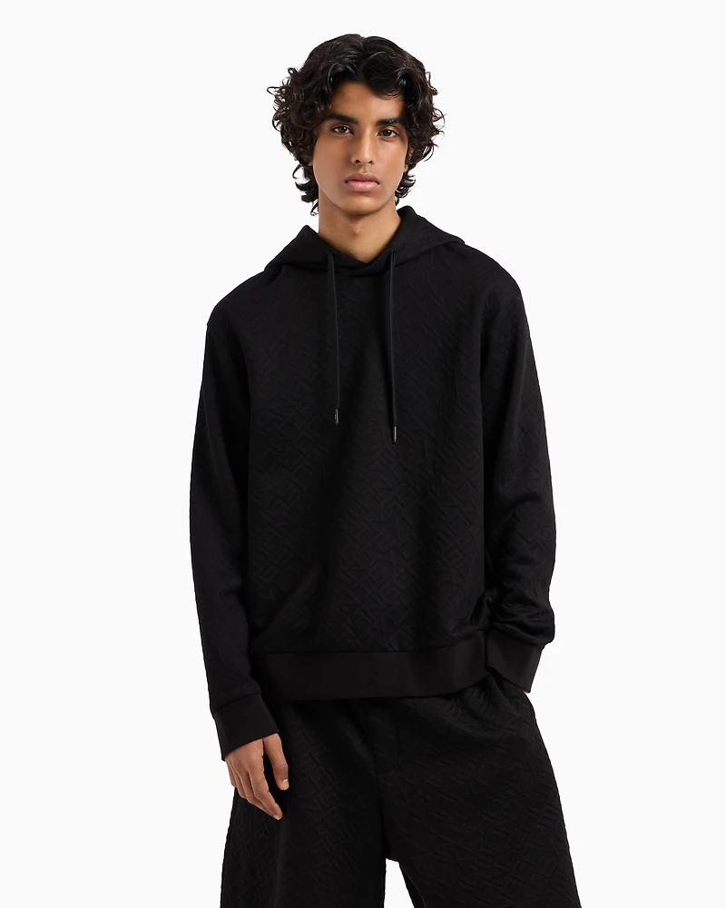 Tonal Embossed Hoodie Sweatshirt