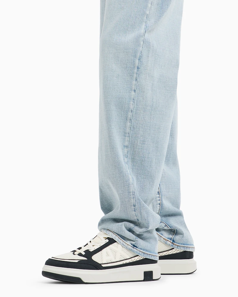J88 relaxed straight jeans stone washed cotton denim