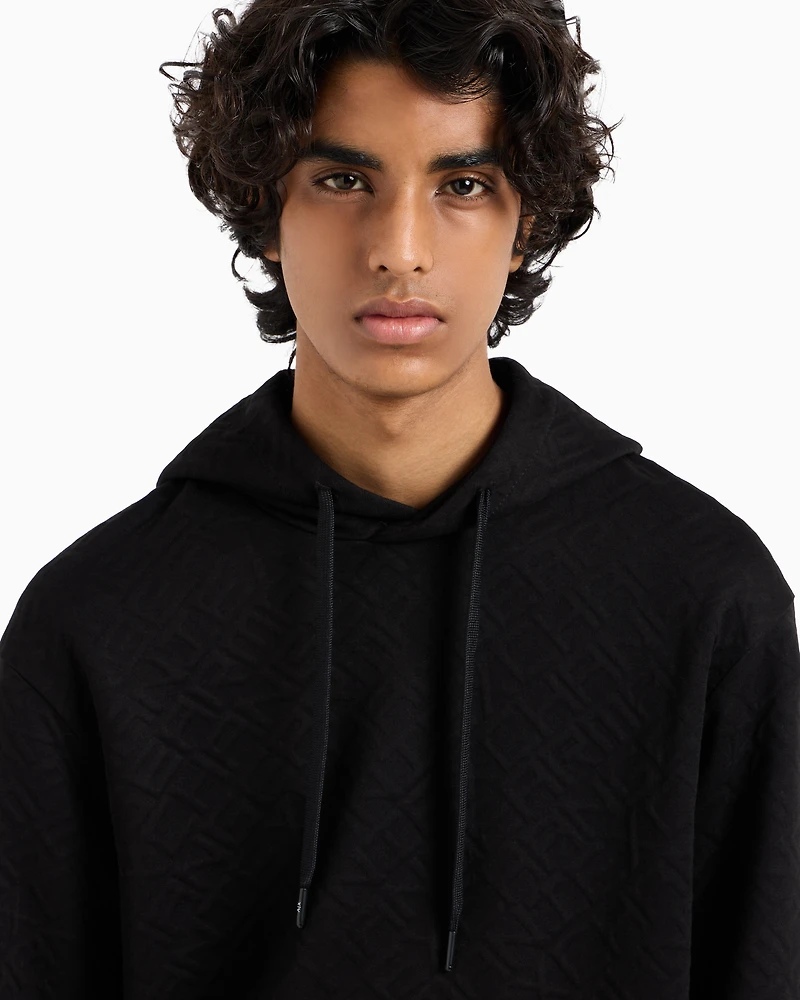 Tonal Embossed Hoodie Sweatshirt