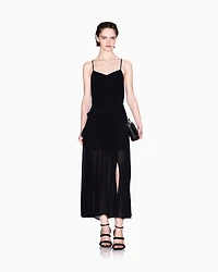 Long dress with slit crepe