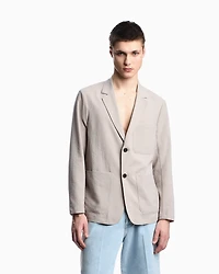 Emporio Armani - Single-breasted jacket nylon seersucker, Man, Grey, Size:
