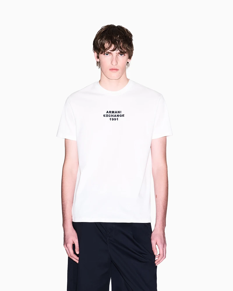 Armani Exchange - Regular fit T-shirt with logo lettering, Man, White, Size: