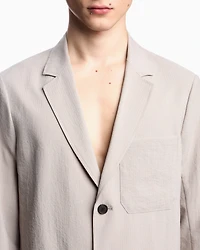 Emporio Armani - Single-breasted jacket nylon seersucker, Man, Grey, Size: