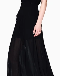 Long dress with slit crepe