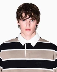 Loose fit polo with maxi stripes