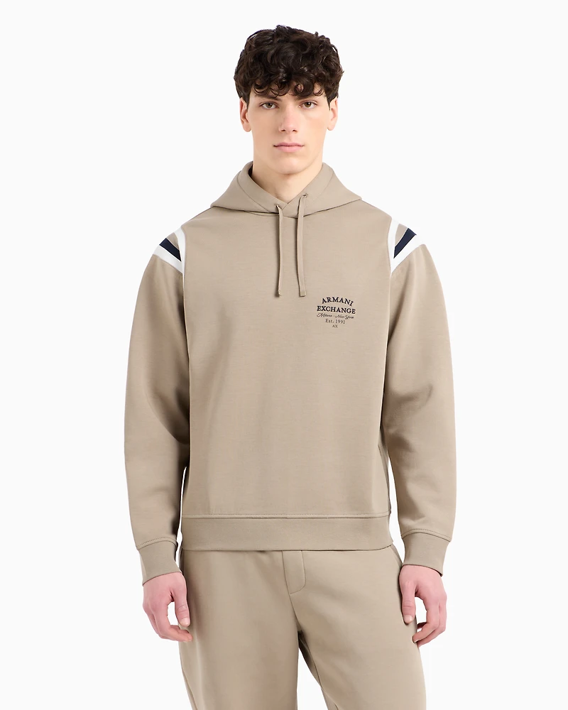 Cotton blend sweatshirt with stripes on the shoulders