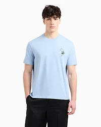 Armani Exchange - Regular fit T-shirt with print on the chest, Man, Light Blue, Size: