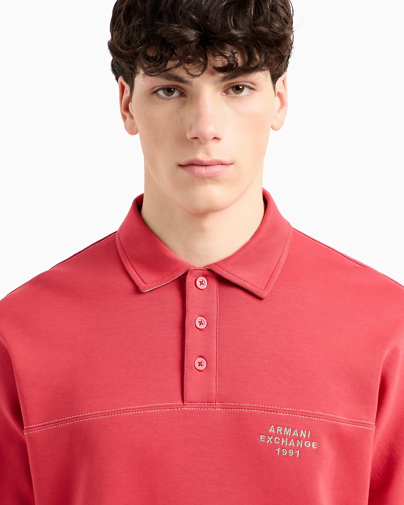 Bonded stretch polo sweatshirt