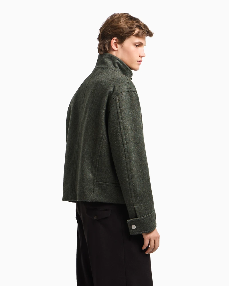 Emporio Armani - Loden wool blouson with press studs, Man, Green, Size: