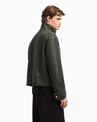 Emporio Armani - Loden wool blouson with press studs, Man, Green, Size: