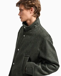 Emporio Armani - Loden wool blouson with press studs, Man, Green, Size: