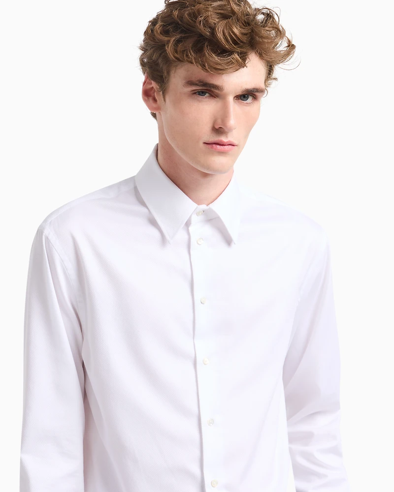 Emporio Armani - Cotton armure shirt, Man, White, Size: