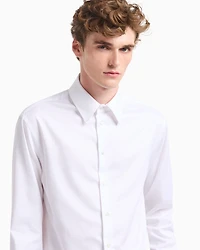 Emporio Armani - Cotton armure shirt, Man, White, Size: