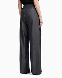 Emporio Armani - Polygon capsule collection yarn-dyed gabardine trousers, Woman, Black, Size: