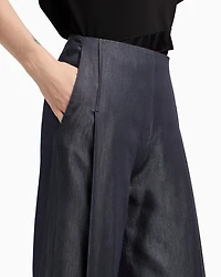 Emporio Armani - Polygon capsule collection yarn-dyed gabardine trousers, Woman, Black, Size:
