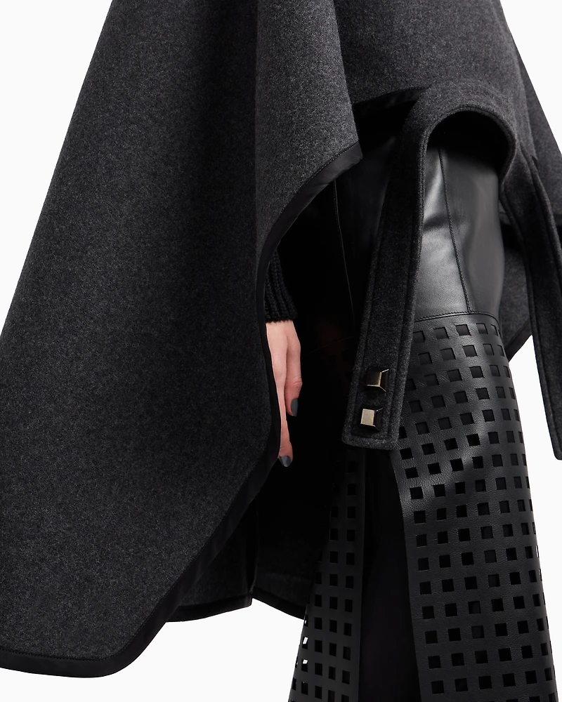 Emporio Armani - Polygon capsule collection wool cloth cape, Woman, Grey, Size: