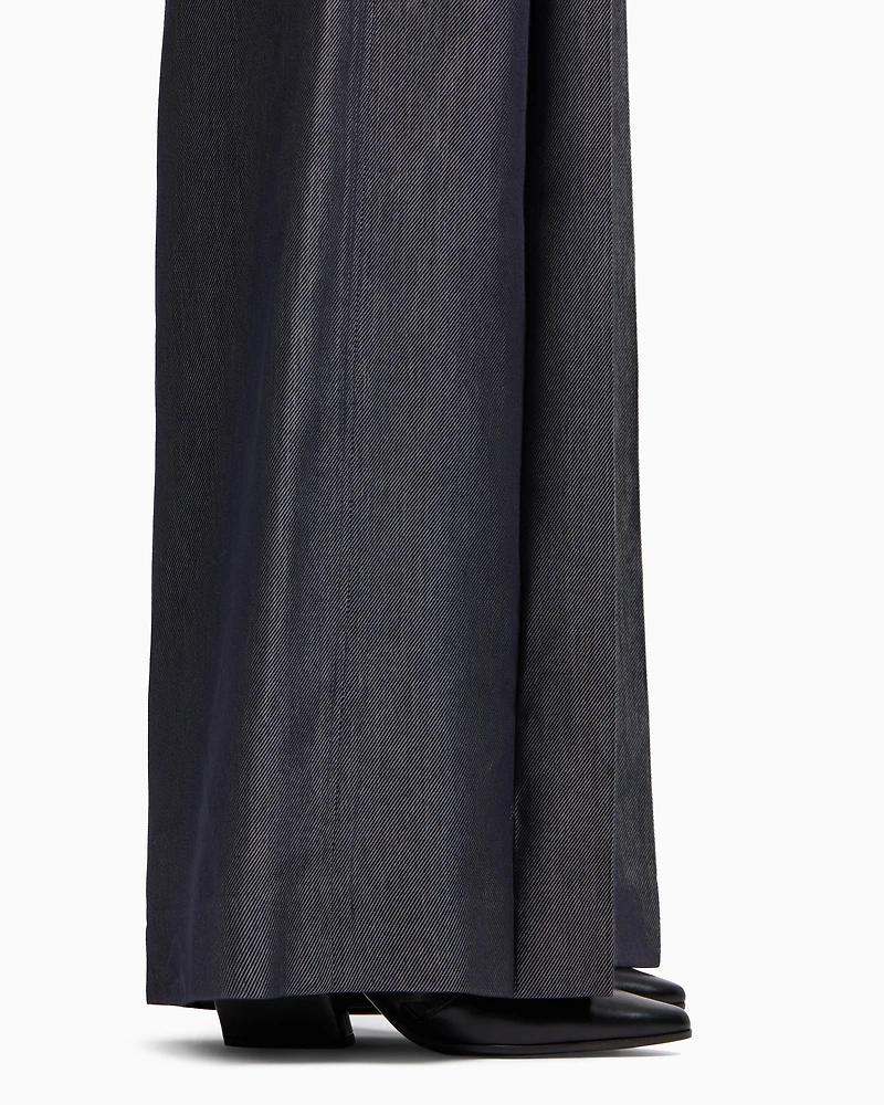 Emporio Armani - Polygon capsule collection yarn-dyed gabardine trousers, Woman, Black, Size: