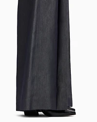 Emporio Armani - Polygon capsule collection yarn-dyed gabardine trousers, Woman, Black, Size: