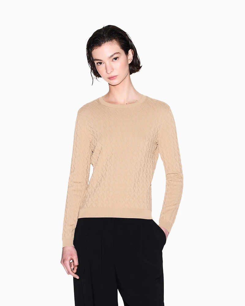 Sweater with allover jacquard logo