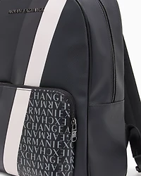 Backpack with monogram and stripes