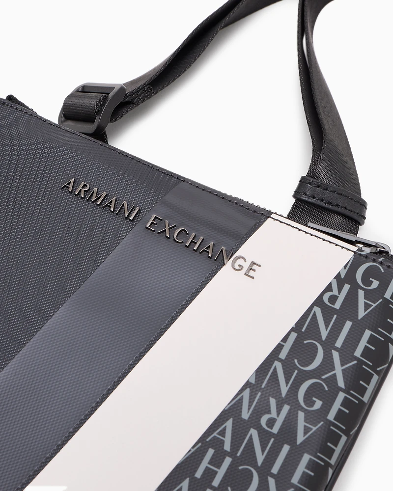 Monogram and Stripe Flat Shoulder Bag