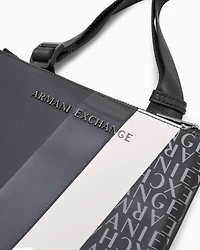 Monogram and Stripe Flat Shoulder Bag