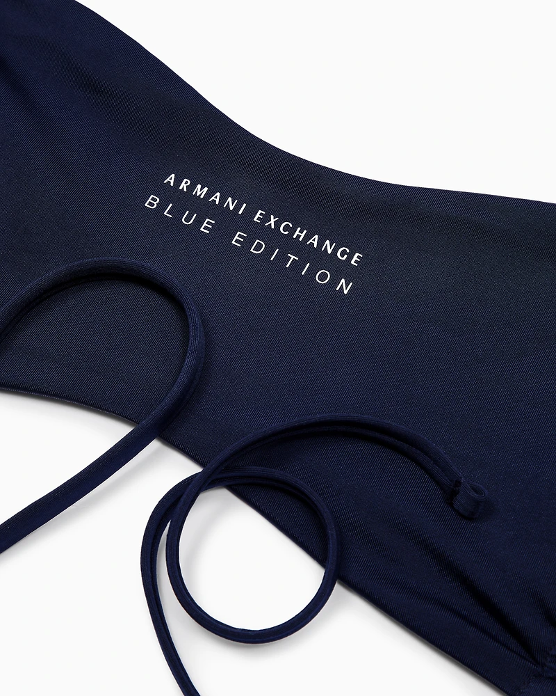 Bandeau bikini top with Blue Edition ASV logo