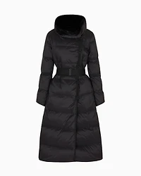 Emporio Armani - ASV water-repellent recycled-nylon reversible long down jacket, Woman, Black, Size: