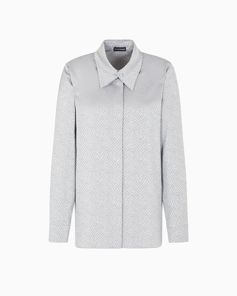 Emporio Armani - Shirt with chevron motif print, Woman, Grey, Size: