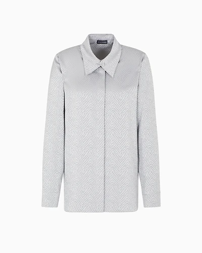 Emporio Armani - Shirt with chevron motif print, Woman, Grey, Size: