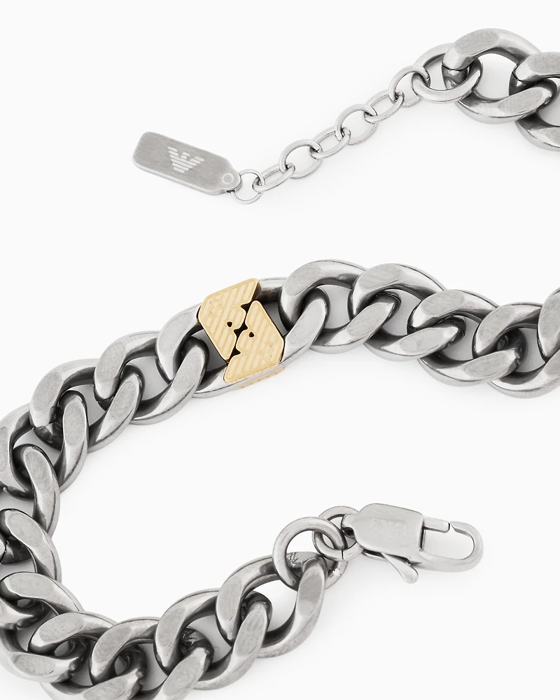 Emporio Armani - Emporio Armani Two-Tone Stainless Steel Chain Bracelet, Man, Multicoloured, Size: TU