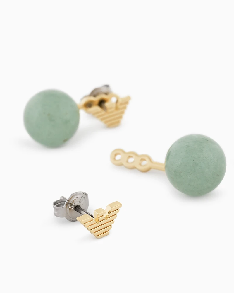 Emporio Armani - Emporio Armani Green Aventurine Jacket Earrings, Woman, Multicoloured, Size: TU