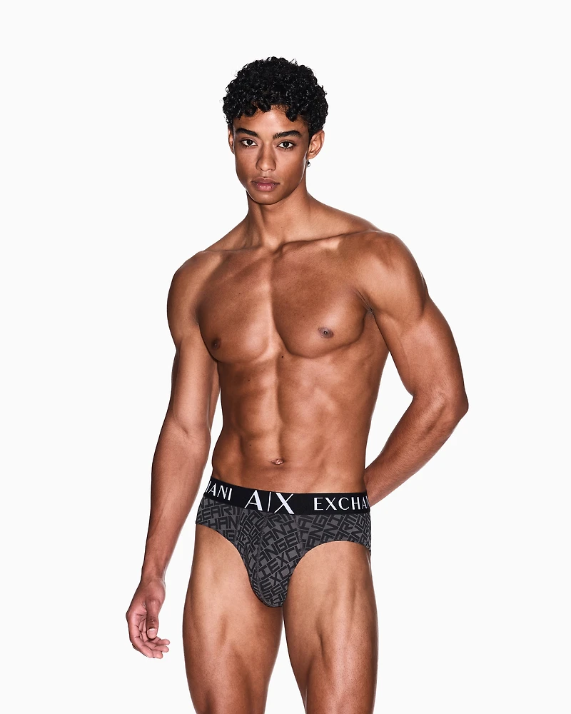 Briefs stretch fabric with allover logo