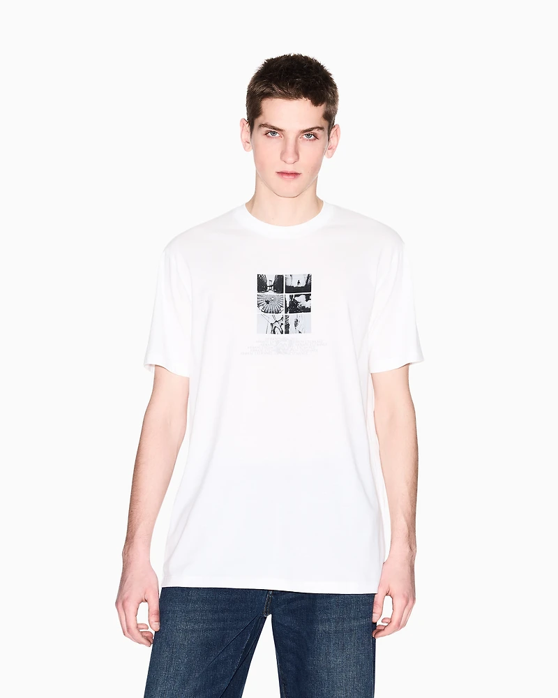 Armani Exchange - Regular fit T-shirt with photo print, Man, White, Size: