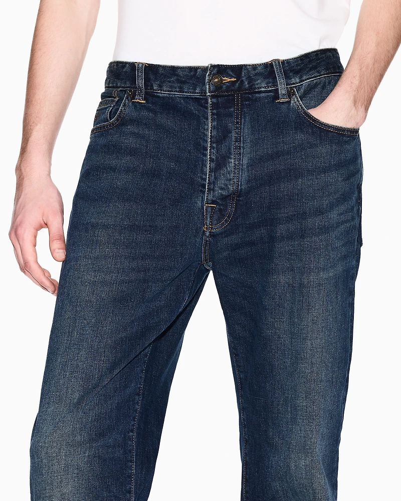 J88 relaxed straight jeans stone washed cotton denim