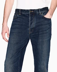 J88 relaxed straight jeans stone washed cotton denim