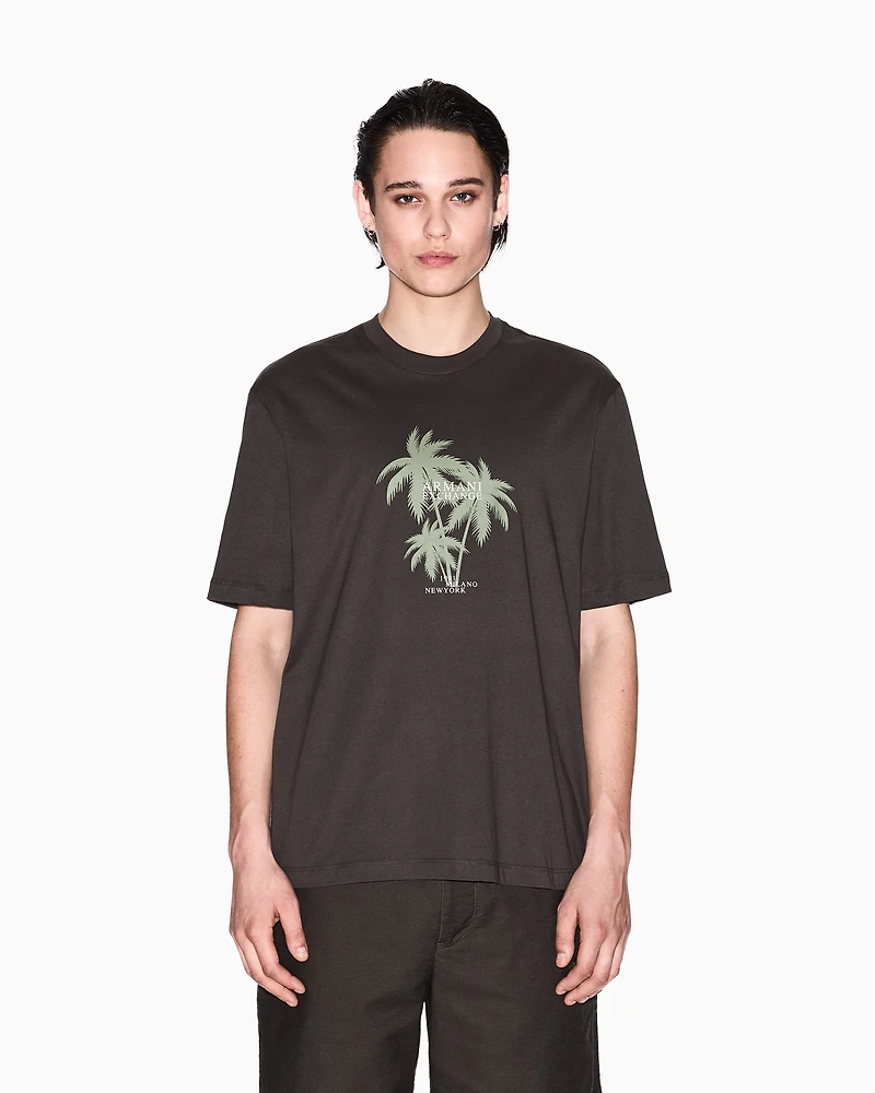 Regular fit palm tree print t-shirt