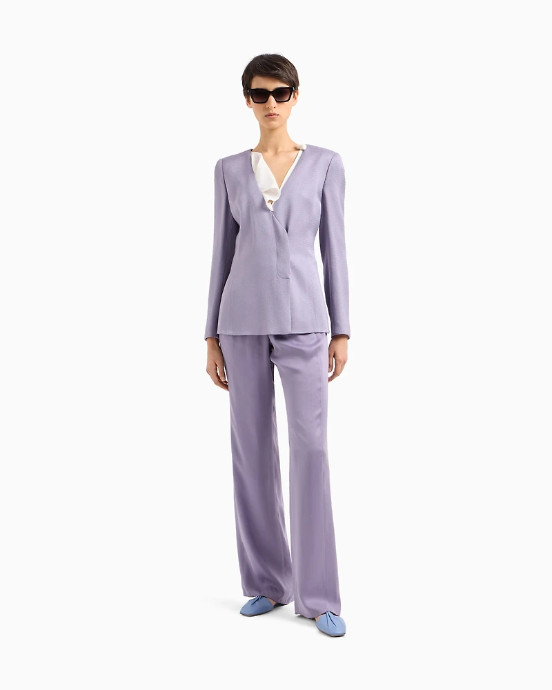 Emporio Armani - Icon top silk double georgette, Woman, White, Size: