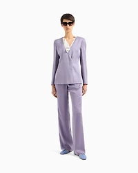 Emporio Armani - Icon top silk double georgette, Woman, White, Size: