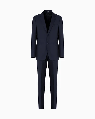 Emporio Armani - Single-breasted suit micro-design high-twist virgin wool, Man, Brown, Size: