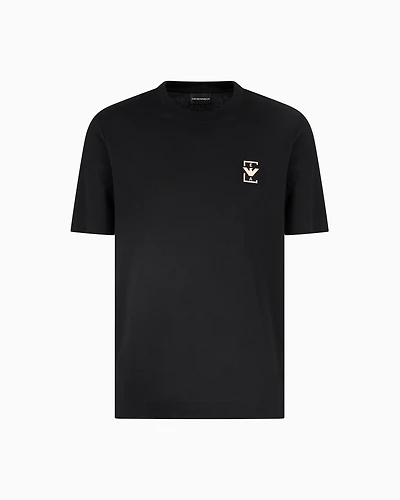 Emporio Armani - ASV Jersey T-shirt with rubberised logo print, Man, Black, Size: